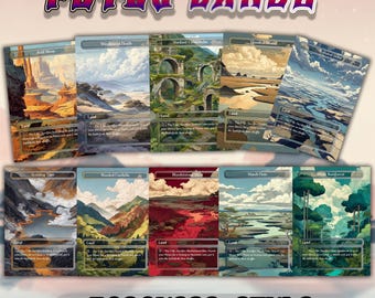 Carte proxy per terre fetch in stile giapponese – Set di 10 / Carte MTG personalizzate disegnate a mano / Opere d'arte da collezione uniche