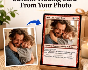 Carta proxy Commander personalizzata, regalo personalizzato in stile TCG, regalo per la festa del papà, carta collezionabile personalizzata