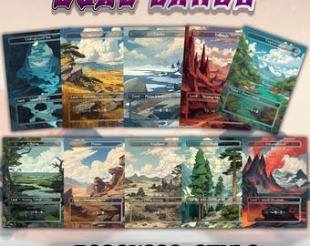 Carte proxy Dual Land in stile giapponese – Set di 10 / Carte MTG personalizzate disegnate a mano / Opere d'arte da collezione uniche