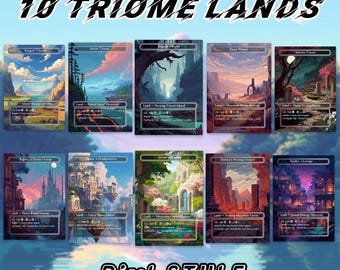 Carte proxy Triome Land in stile pixel – Set di 10 / Carte MTG personalizzate disegnate a mano / Opere d'arte da collezione uniche