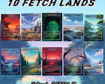 Carte proxy per terre fetch in stile pixel – Set di 10 / Carte MTG personalizzate disegnate a mano / Opere d'arte da collezione uniche