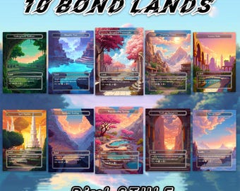 Carte proxy Bond Land in stile pixel – Set di 10 / Carte MTG personalizzate disegnate a mano / Opere d'arte da collezione uniche