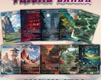 Carte proxy Triome Land in stile giapponese – Set di 10 / Carte MTG personalizzate disegnate a mano / Opere d'arte da collezione uniche