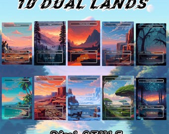 Carte proxy Dual Land in stile Pixel – Set di 10 / Carte MTG personalizzate disegnate a mano / Opere d'arte da collezione uniche