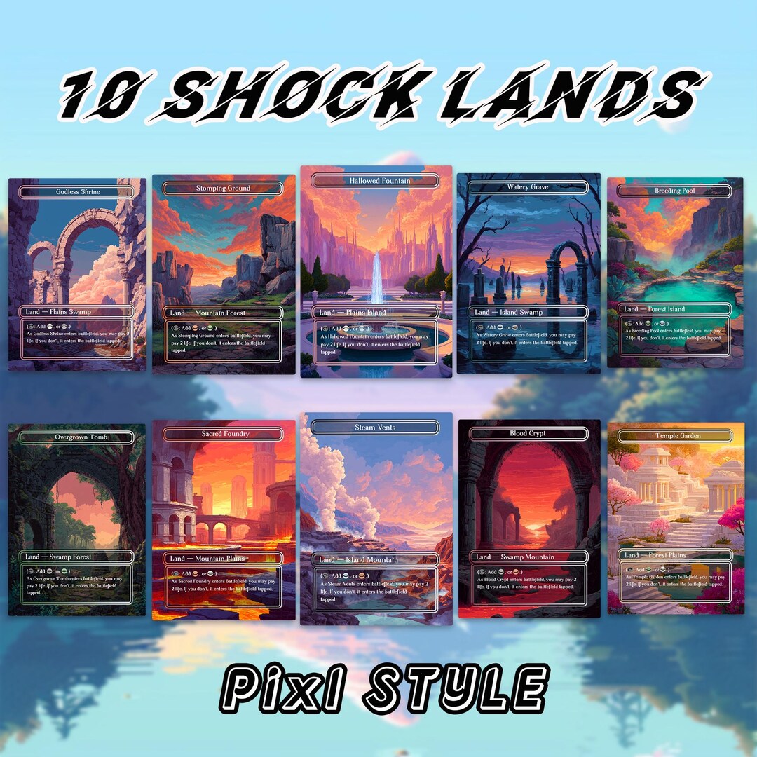 Pixel Style Shock Land Proxy Cards – Set of 10 | Custom Hand-drawn MTG ...