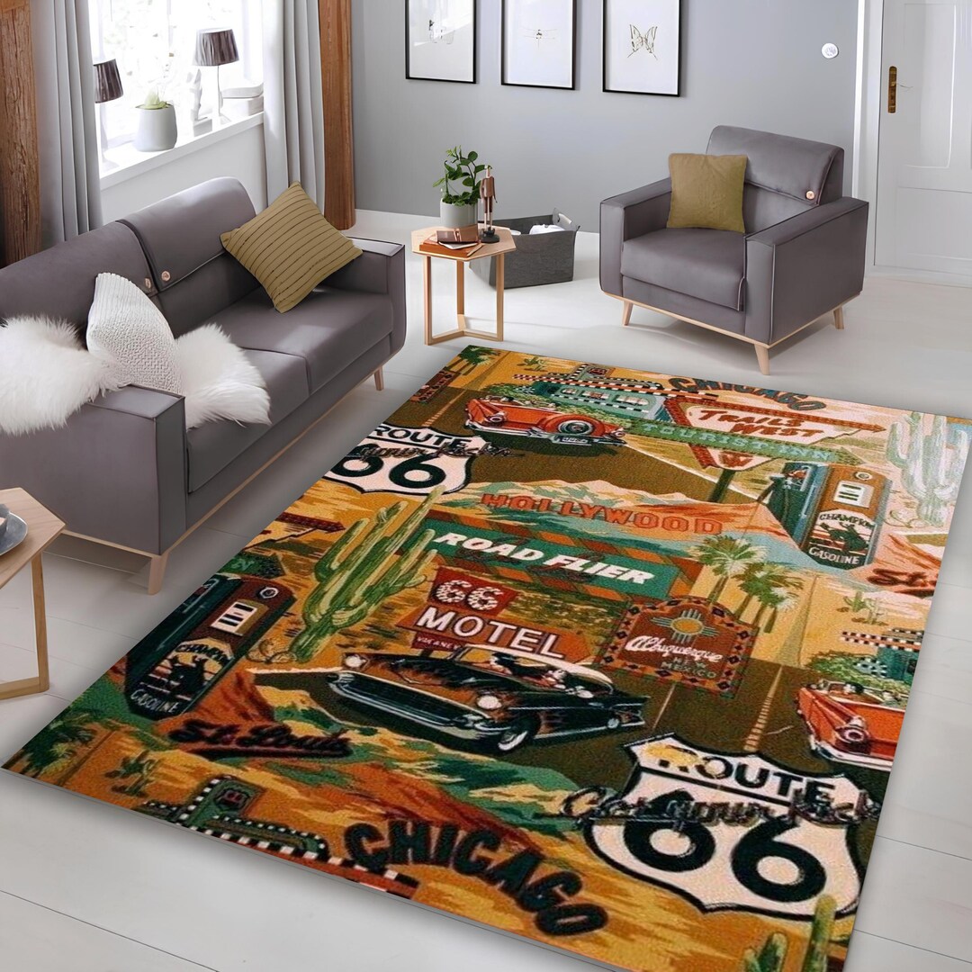 Vintage Car, Desert Road Trip Decor, Non-slip Floor Rug - Etsy