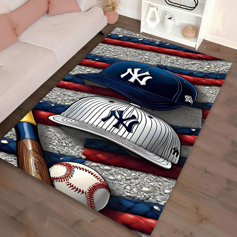 Homebase Rug Baseball Baseball Cap Area Rug, Sports Decor, Boy Room Rug - Etsy