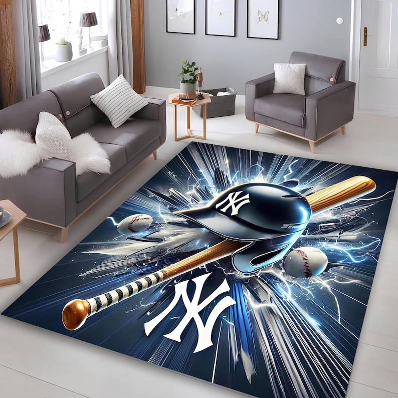 Baseball Rug Drawing Baseball Cap Area Rug, Sports Decor, Boy Room Rug - Etsy