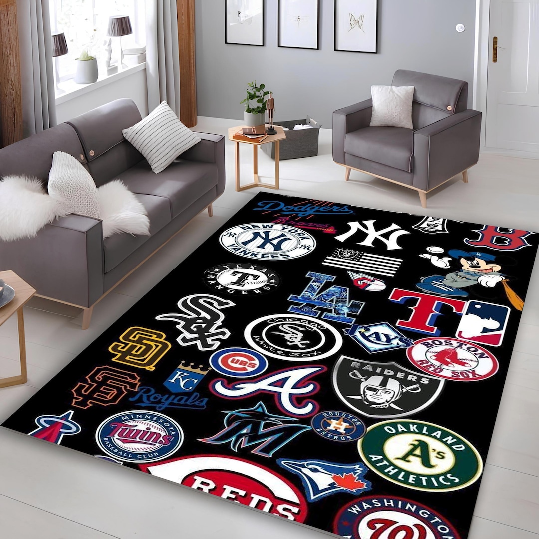 Baseball Team Logos Rug, Sports Area Rug, Boy's Room Decor - Etsy