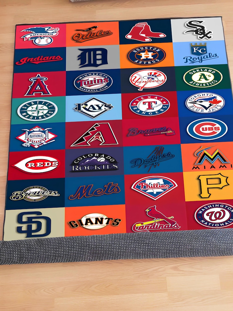 Baseball Rug Drawing Baseball Team Logos Rug, Sports Area Rug, Boy's Room Decor - Etsy