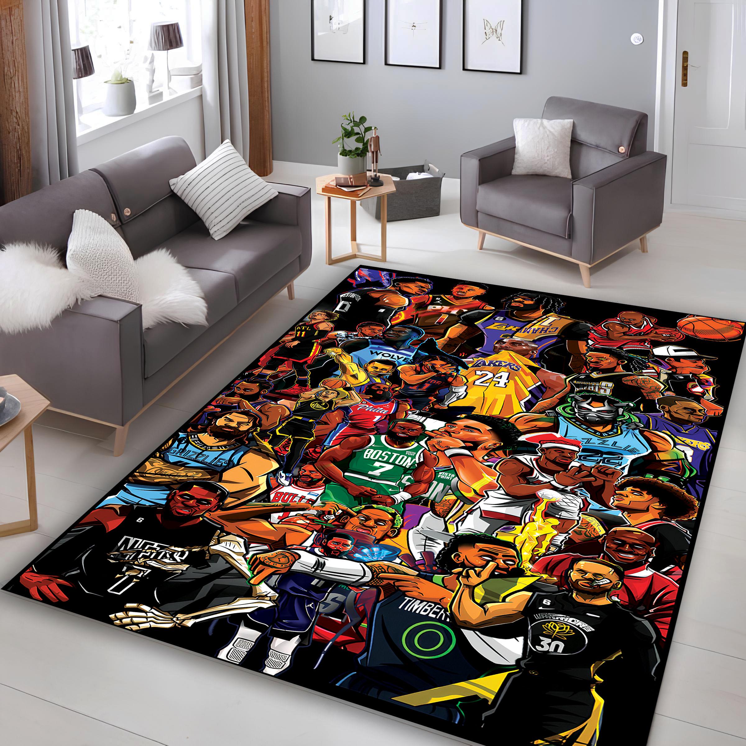 Nba Outdoor Rugs NBA Players Rug, Non-slip Basketball Area Rug, Sport Fan Gift - Etsy