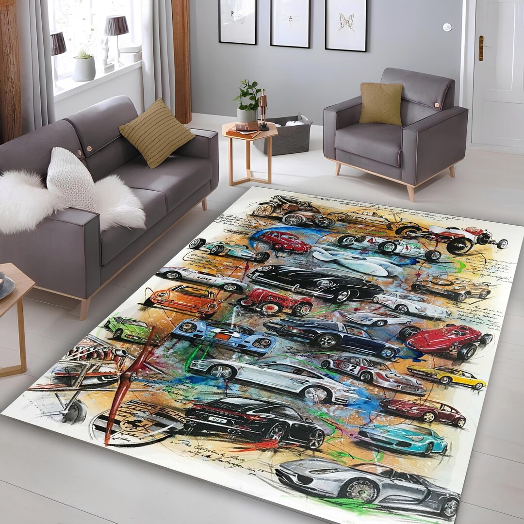 Vintage Car, Desert Road Trip Decor, Non-slip Floor Rug - Etsy