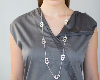 Collar largo y delicado de plata, collar de plata, collar largo de plata, collar de plata delicado, collar delicado, collar de moda de plata