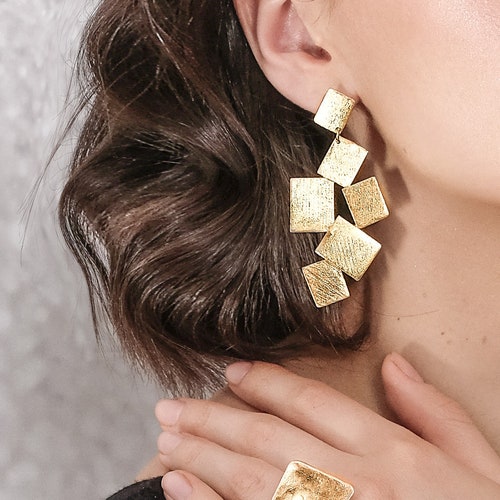 Gold Clip on Statement Earring Clip on Geometric Earring Etsy