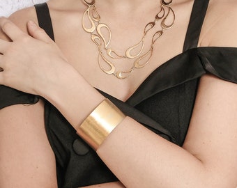Wide Minimal Gold Cuff Bracelet, Wide Textured Adjustable Cuff, Golden Extra Wide Modern Bracelet, Statement Cuff Bracelet