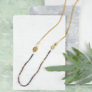 Long Gold and Gemstone Necklace, Gold Necklace, Gemstone Necklace, Classic Necklace, Double Necklace, Colorful Long Necklace, Perfect Gift