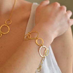 Textured Gold Bracelet, Gold Bridal Bracelet, Delicate Gold Bracelet, Gold Bracelet, Bracelet Gold, Gold Wedding Bracelet, Circles Bracelet image 3