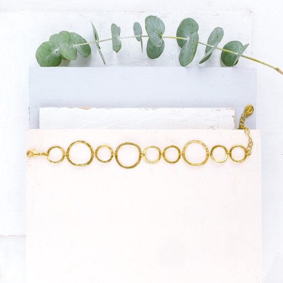 Delicate Gold Hammered Bracelet, Gold Link Bracelet, Delicate Gold Bracelet, Gold Bracelet, Bracelet Gold, Bridal Bracelet, Wedding Jewelry