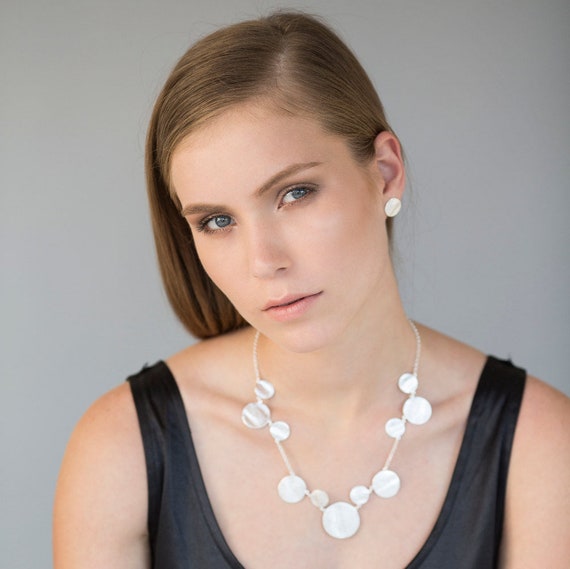 Short Coin Silver Necklace, Silver Necklace, Short Coin Necklace, Short Silver Necklace, Bridal Necklace, Wedding Jewelry, Delicate Bib