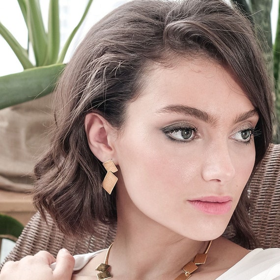 Gold Clip On Earrings, Gold Dangle Earring Clips, Clip-On Rectangle Earring, Gold Modern Clips Earrings, Minimal Earrings, Abstract Earring