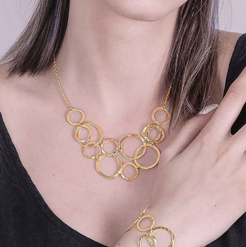 Delicate Gold Bib Necklace Delicate Gold Necklace Gold Etsy