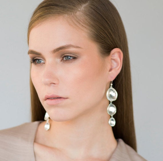 Statement Dangling Earring, Silver Earring, Silver Dangle Earring, Dangle Earring, Statement Earring, Chandelier Earring, Drop Clips Earring