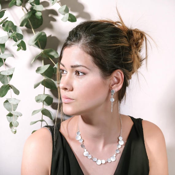 Classic Silver dot collar necklace, also available in Gold