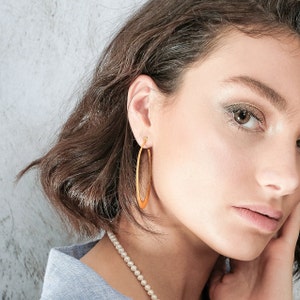 Large Hoop Earring, Unique Gold Earring, Gold Statement Earring, Bohemian Jewelry, Large Statement Earring, Hoop Earring, Dangle Earring
