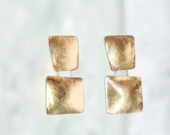 Unique Gold Earrings, Unique Jewelry, Gold Dangle Earrings, Modern Gold Earrings, Large Dangle Studs, Geometric Gold Earrings, Gold Earrings