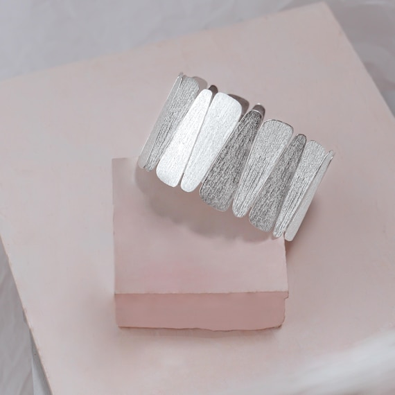 Beautiful Geometric Silver Bangle, Gladiator Silver Cuff Bracelet, Unique Modern Silver Cuff, Wide Silver Statement Cuff Bracelet for Women