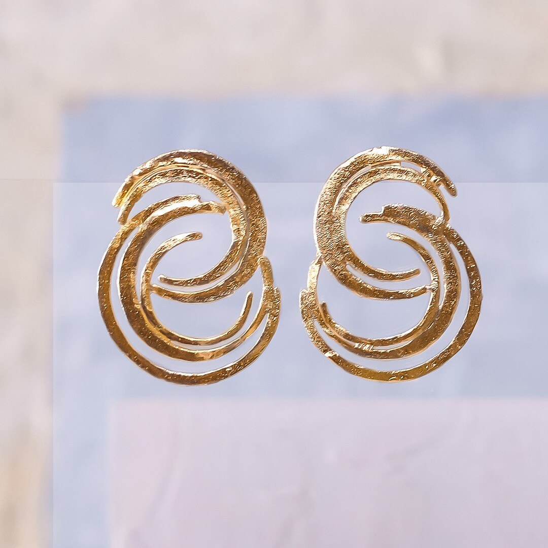 Gold Statement Stud Earrings main image 1