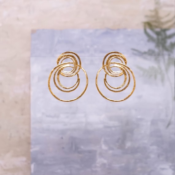 Statement Gold stud earrings, also available in Silver
