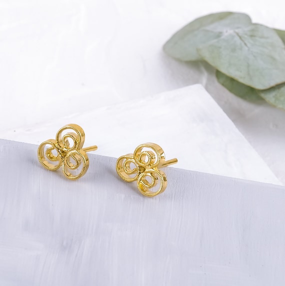 Small Gold filigree stud earrings, also available in Silver