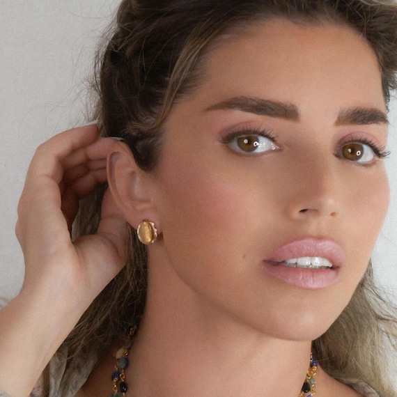 Nature inspired Gold stud earrings, seed pods, also available in Silver