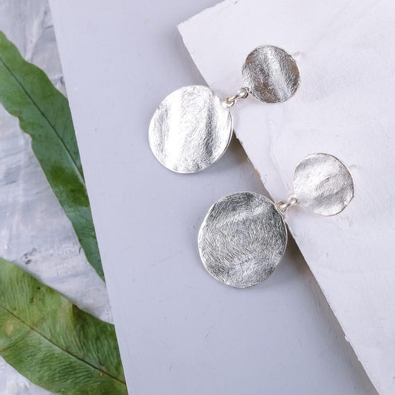 Small Silver coin Clip-On earrings, also available as stud earrings and in Gold