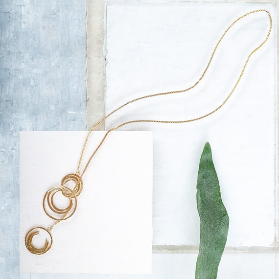 Unique Gold Lariat Necklace, Gold Tie Necklace, Modern Gold Y Necklace, Adjustable Gold Necklace, Pendulum Gold Pendant Necklace