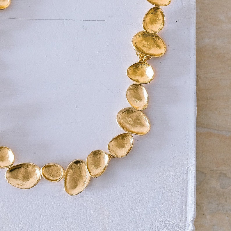 Statement Gold Short Necklace, Delicate Gold Necklace, Gold Shell Necklace, Modern Gold Necklace, Gold Necklace, Abstract Gold Necklace image 4