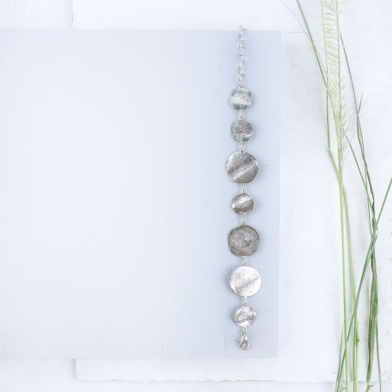 Delicate Coin Silver Bracelet, Silver Coin Bracelet, Delicate Silver Bracelet, Bracelet Silver, Bracelet for Bride, Silver Wedding Jewelry