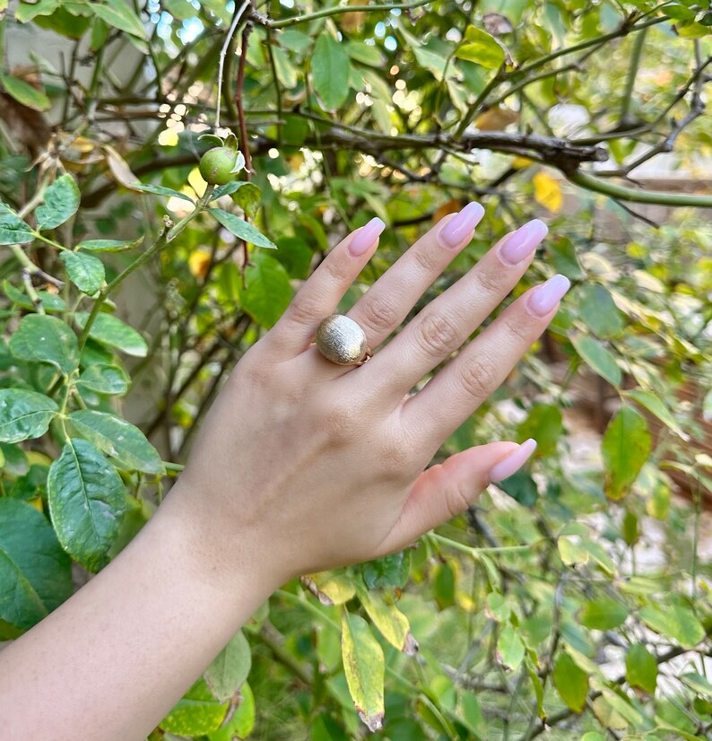 Adjustable Statement Gold Nugget Ring, Large Elegant Freeform Gold Ring, Unique Handmade Ring for Women, Adjustable Size Gold Rock Ring image 3