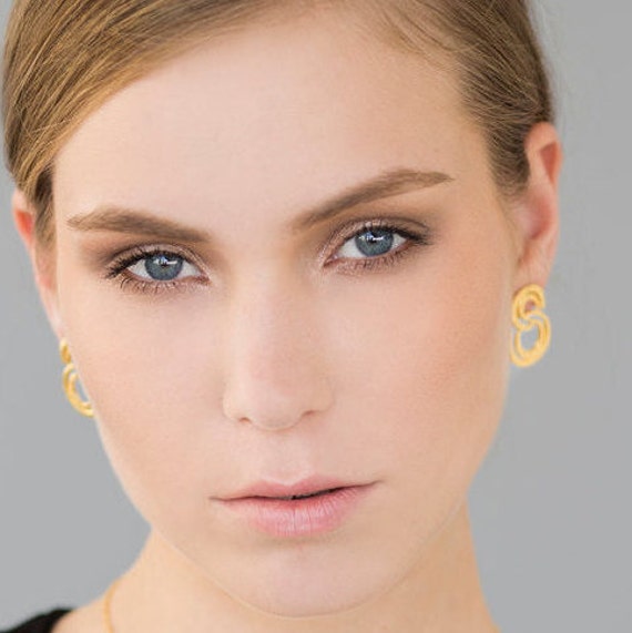 Circle Earrings, Statement Gold Earrings, Infinity Earrings, Gold Statement Earring, Stud Earring, Gold Stud Earring, Bohemian Jewelry Women