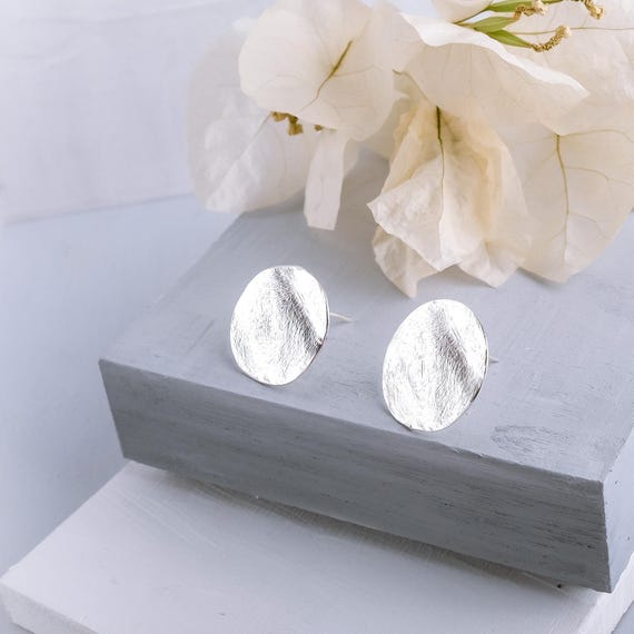Chic everyday coin earrings in Silver or Gold, available as Clip-On