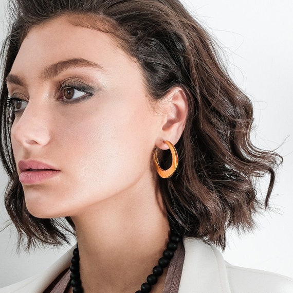 Large Hoop Earring, Unique Jewelry, Unique Hoop Earring, Gold Hoop Earring, Textured Hoop Earring, Unique Gold Earrings, Modern Gold Earring