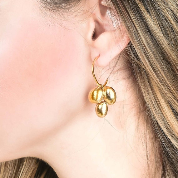 Gold Hoop Earring, Bohemian Jewelry, Open Hoop Earring, Unique Hoop Earring, Large Dangle Earring, Gold Dangle Earring, Statement Earrings