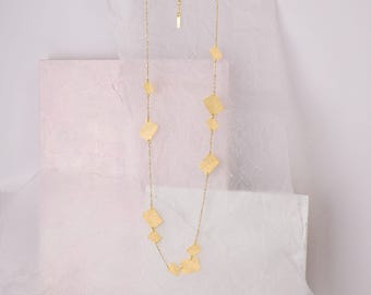 Modern Layering Necklace, Long Delicate Gold Chain Necklace, Chic A-symmetric Gold Necklace, Everyday Gold Necklace, Gold Fashion Necklace