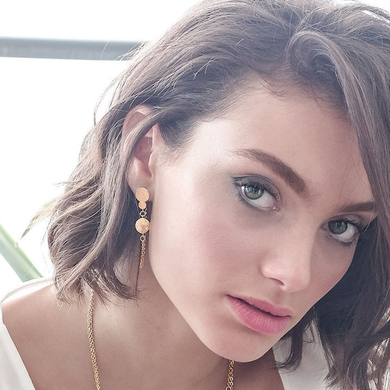 Unique Gold chain stud earrings, also available in Silver