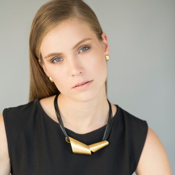 Gold Statement Necklace, Gold and Black Necklace, Unique Necklace, Urban Necklace, Statement Necklace, Gold Fashion Necklace, Gold Necklace