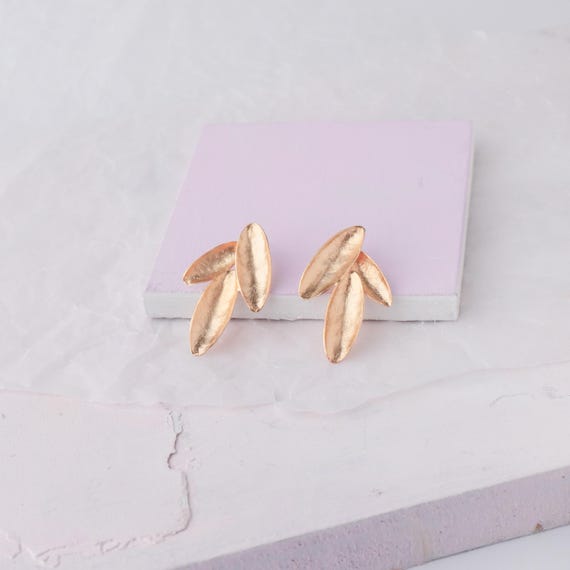 Botanical Gold Stud Earrings, also available as Clip Ons