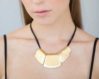 Statement Gold Necklace, Statement Bib Necklace, Gold Bib Necklace, Black and Gold Necklace, Fashion Gold Necklace, Cleopatra Gold Necklace