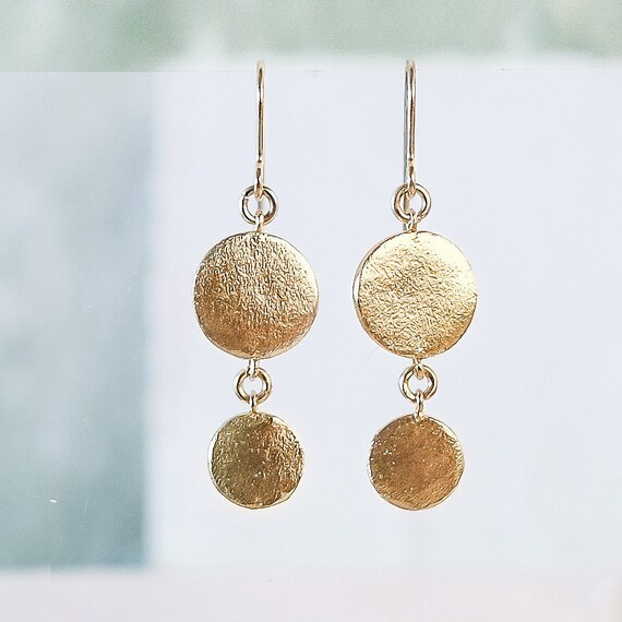 Dangling Gold Earring Clips, Gold Clip-on Earrings, Gold Drop Clip on Earring, Gold Dot Dangle Earring, Delicate Gold Earring Clip ons