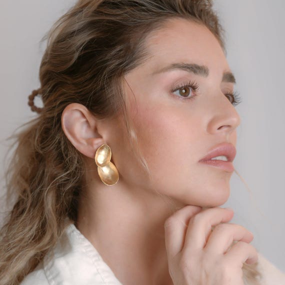 Gold Clip On shell earring, also available in Silver and as pierced earrings